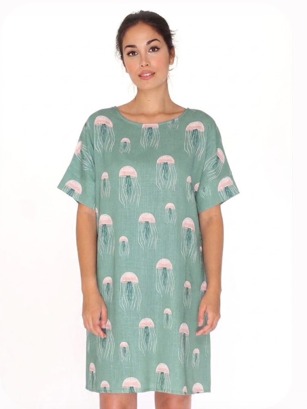 Pepaloves for ModCloth Jellyfish Print Shift Dress in Seafoam Green- Size Small
